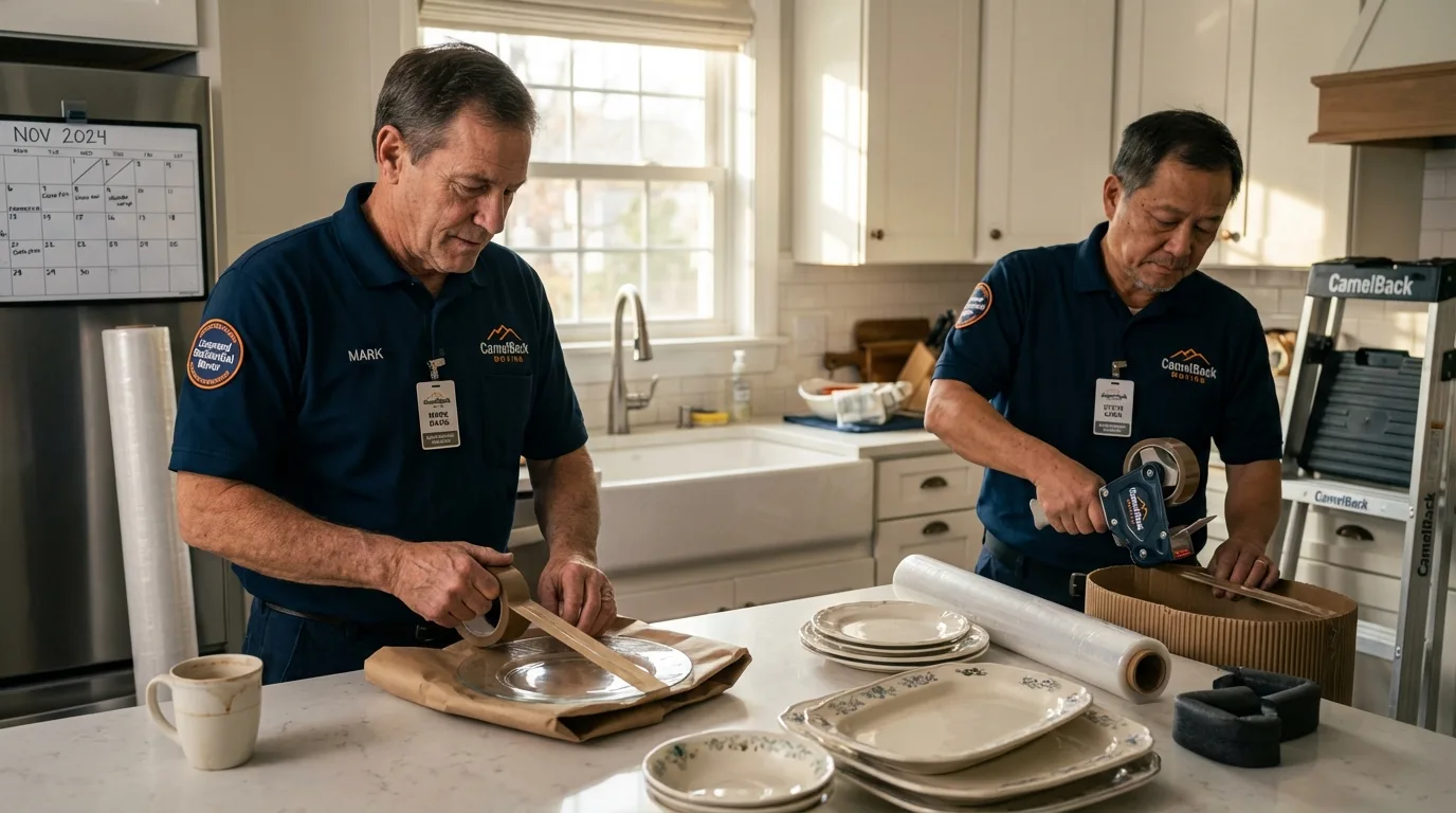 Professional crew packing kitchen dishware in Fallon, NV